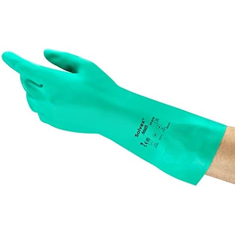Ansell AlphaTec 37-676 Nitril-Handschuhe, Chemikalien- und Flüssigkeitsschutz, Grün, Größe 10 (12 Paar) Cover
