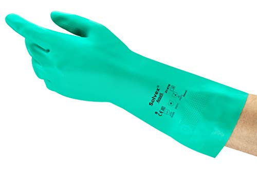 Ansell Sol-Vex II 37-676 Nitrile Glove, Chemical Resistant, Straight Cuff, 13