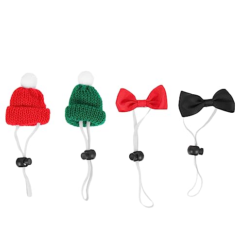 SEWOART 1set Decorative Mini Knitting Hats for Small Pets Tiny Bow Ties for Hamsters Lizards and Other Reptiles Christmas Costume Hats Bow Ties