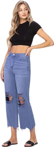 VERVET Women's Leslie Super High Rise 90's Vintage Cropped Flare Jeans4