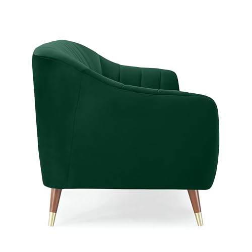 Image of AMATA Marino 3+2 Seater Green Suede Velvet Fabric Sofa Set with Two Cushions Perfect for Home Office Guests Living Room with 3 Year Warranty (04 Green, 3+2 Seater)
