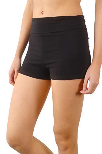 Women’s Fold Over Waist Stretch Cotton Active Yoga Shorts2