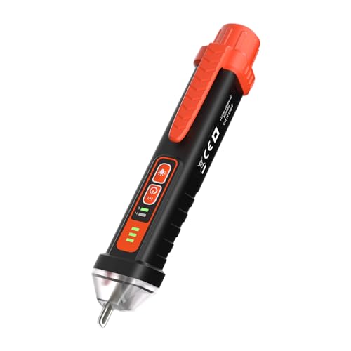 Détecteur de Tension Sans Contact, Stylo Testeur Électrique avec Sensibilité Ajustable 12-1000V/48-1000V, Détection Phase/Neutre, Localisation de Coupure, Éclairage LED