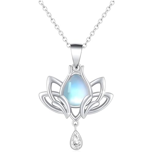 Image of 925 Sterling Silver Lotus Necklace For Women - 14K Gold Filled Lotus Flower Original Pendant Necklaces Lotus Leaf Necklace, Lotus Flower Pendant Necklace, Lotus Flower Necklace