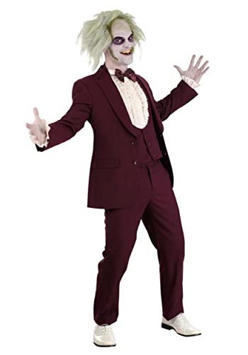 Beetlejuice Wedding Suit Blazer for Men | Adult Burgundy Suit Jacket, Pants, Vest, Shirt and Bowtie4