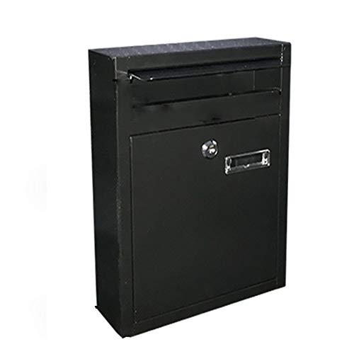 PLMNBQWE Buzón de Correo, buzón nórdico Creativo a Prueba de Lluvia, buzón para Exteriores, buzón de sugerencias, buzón de Hierro montado en la Pared con Cerradura (Negro)