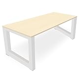OFILIKE. Tavolo Scrivania Napoli. Cornice chiusa bianca. Tavolo per casa e ufficio (Maple, 140 x 80)
