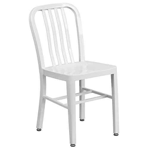 Flash Furniture Commercial Grade White Metal Indoor-Outdoor Chair #TOP28