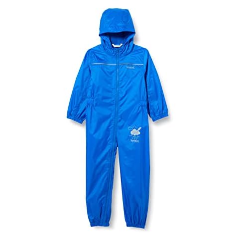 Regatta Kids puddle suit - all in one waterproof for kids - Breathable and rain proof hooded outdoor warm Puddlesuit - reflective trim and taped Seams - playsuit For Boys and Girls Cover