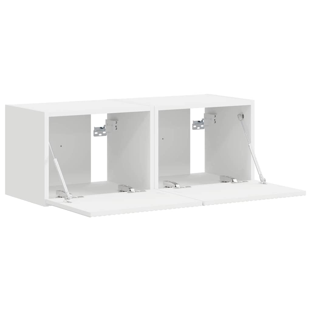 TV-Wandschrank, 2 Stück, weiß, 39 x 31 x 29,5 cm, Holz | Türen mit Scharnier, drehbar 90 °, Wandregale, platzsparend, einfache Reinigung mit feuchtem Tuch