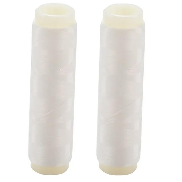 2Pcs White Fishing Thread Nylon Elastic Invisible Magic Fishing Line Bait Thread 0.1/0.2 mm Length 656 Feet Per Spool Stretchy Clear String