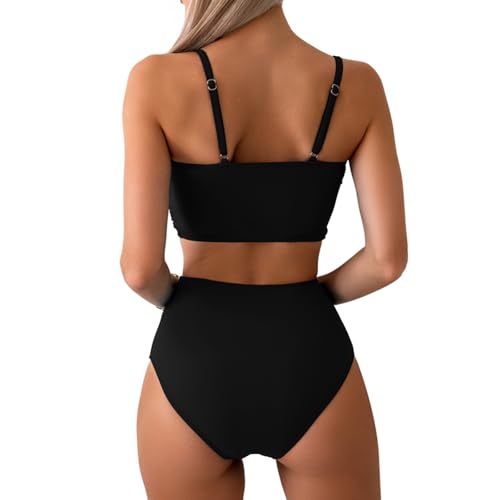 Womens Bikini Set High Waisted Swimwear Tie Knot High Rise Two Piece Swimsuits Bathing Suits2