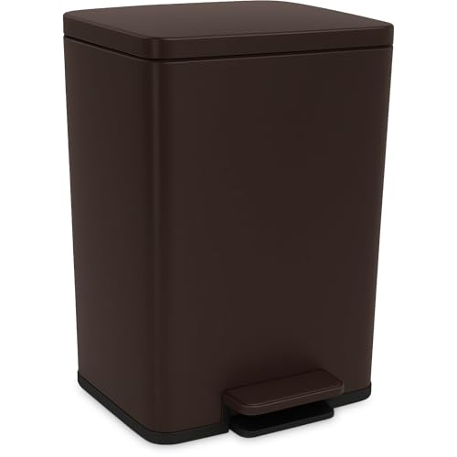 Image of Simpli-Magic 50 Liter / 13.2 Gallon Soft-Close, Smudge Resistant Trash Can with Foot Pedal and Built in Filter- Brown