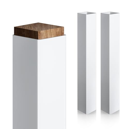 Thyle 2 Pcs, 4 x 4 x 48 Inches(Actual 3.5 x 3.5) Post Sleeve Vinyl Post Wrap Cover White Column Wraps for Porch Weatherproof for Lasting Durability Easy Installation on Patio Decks Porches Mailbox