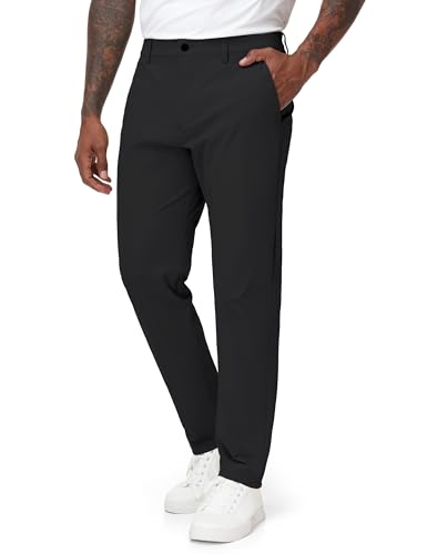 THE GYM PEOPLE Men's Golf Dress Pants Comfy Lightweight Casual Pants 30'/32' Travel Work Trousers with Pockets Black