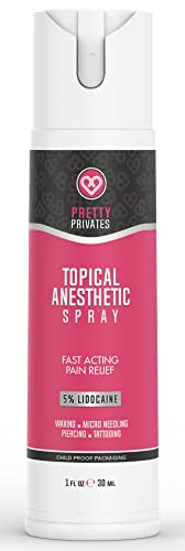 Pretty Privates Lidocaine Spray - Premium Numbing Spray - Relief in 5-15 Mins - Maximum Strength with - Numbing Spray for Waxing, Tattoos, Piercings, Microblading - Topical Anesthetic - 1oz