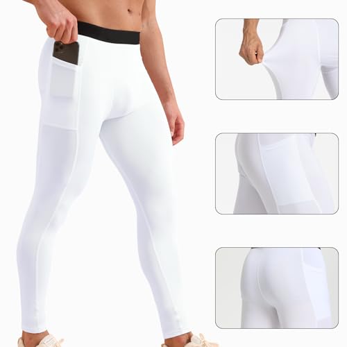 Men’s Compression Pants with Pocket Athletic Running Tight Phone Pockets Leggings Workout Base Layer Underpants2