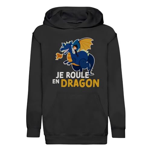 Sweat à Capuche Enfant Je Roule en Dragon en Coton Premium
