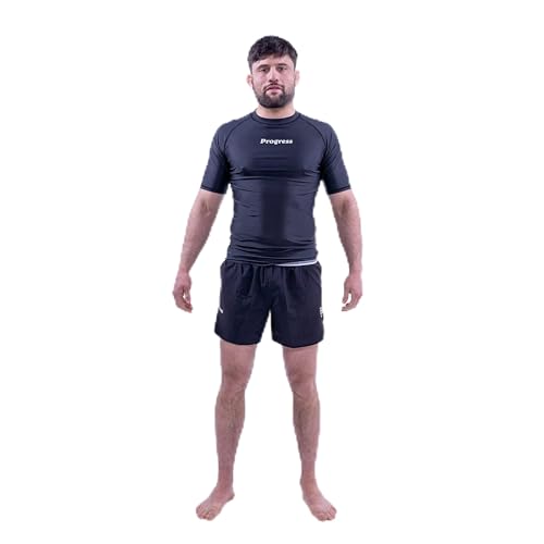Progress Jiu Jitsu Academy Short Sleeve Rashguard | Comfortable & Durable BJJ Rash Guard | Flexible Rash Guard for Grappling