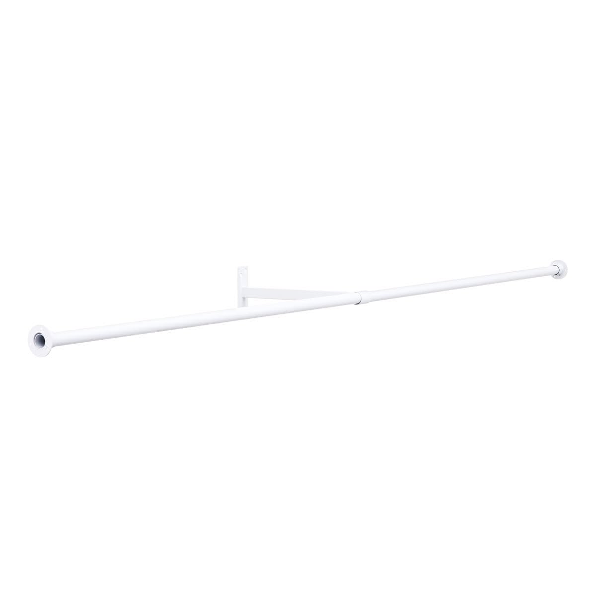 Shopfitting Warehouse Wardrobe/Alcove White Tube Wall Hanging Clothes Rail - 2 m Wide, 1 x Support Arm and 2 x Sockets