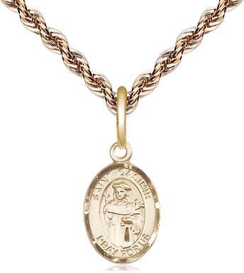 14kt Gold Filled St Casimir of Poland Pendant on a 24 inch Gold Filled French Rope Chain.