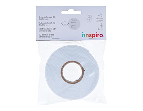 INNSPIRO Adhesivo espuma 3D cinta blanco Rollo 19x229cm, 2mm Grosor