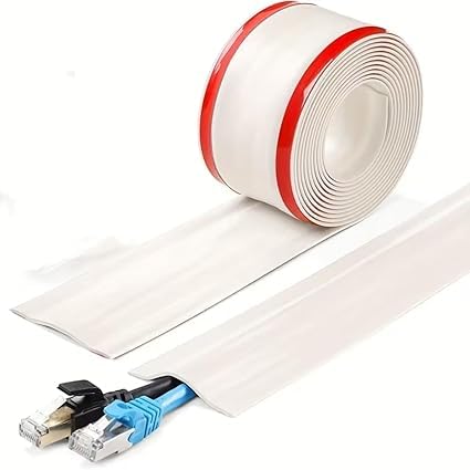 Image of Floor Cord Cover PVC Cable Protector for Wires on Floor, Cord Hider for Wall, Extension Cables, Wire Cover for Cable Management (1 Meter)