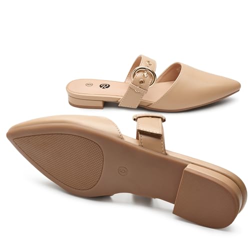 Image of Rekayla Mules for Women Adjustable Strap Pointed Toe Backless Loafer Shoes