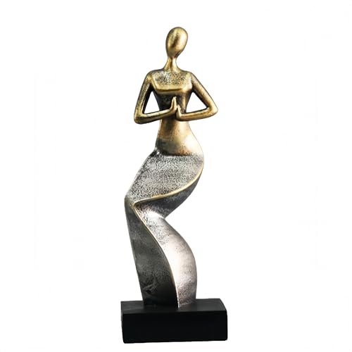 Estatua decorativa mujer en oración azul 27 cm de alto