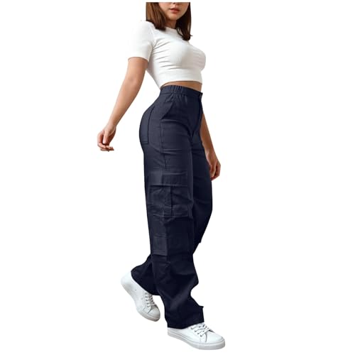 BIBOKAOKE Pantalones cargo para mujer con múltiples bolsillos y cintura elástica, pantalones resistentes con prácticas cremalleras, pantalones funcionales para actividades al aire libre, Estilo#u01