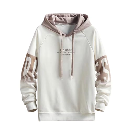 Image of Generisch Hooded Jacket Men's Autumn and Winter Sport Casual Style Hoodie with Loose Letter Print Cheap Hoodie, White, XXL