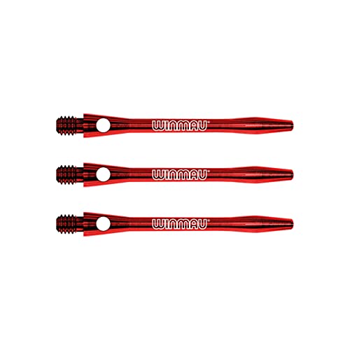 WINMAU Tiges de fléchettes en aluminium gravées au laser Rouge Moyennes - 1 lot par paquet (3 tiges au total)