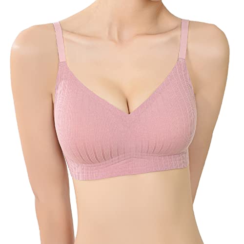 Tuozone Wireless Push Up Bra For Women Silicone Soft Support Seamless Adjustable Comfortable Wire Free Bralette (L(32D,34A,34B,34C), Pink) #TOP1