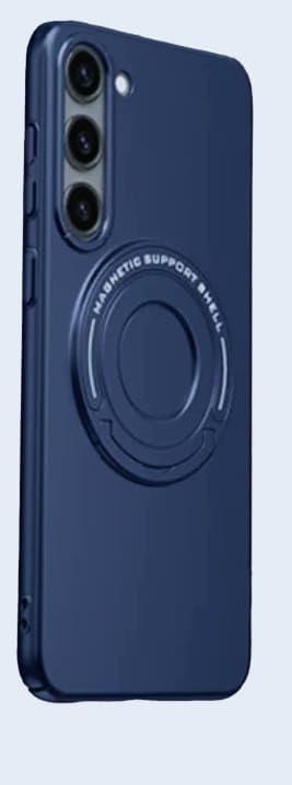 Image of Protective Phone Cover Compatible for Samsung Galaxy S23 Plus Case Silicone Ring Holder Kickstand Magnetic Slim Soft Rubber Protective Phone Cover - Blue Color