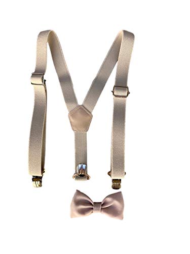 Kit Suspensório e Gravata Borboleta Infantil Bege