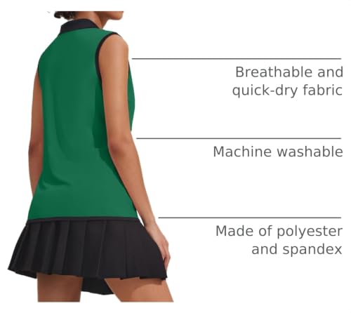 Image of COOrun Women's Golf Polo T Shirts Lightweight Moisture Wicking Sleeveless Shirt Quick Dry Zipper Tank Top