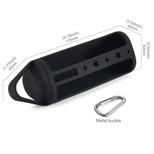 Silicone Protective Case for Sonos Roam 2 & Roam 1 - Universal Fit with Metal Carabiner Clip (Black) - Thumbnail 2