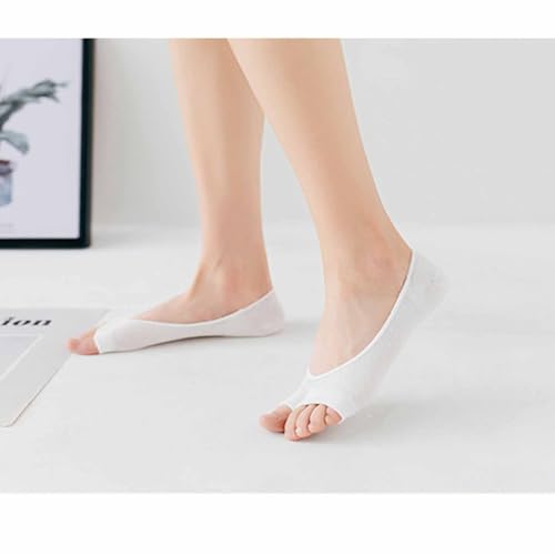 3 Pairs Women's Peep Toe Socks, Cotton Liner Toeless Non-Slip Yoga Casual Sock4