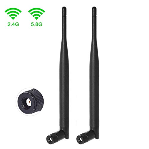 Bingfu Dual Band WiFi 2.4GHz 5GHz 5.8GHz 6dBi MIMO RP-SMA Male Antenna (2-Pack)