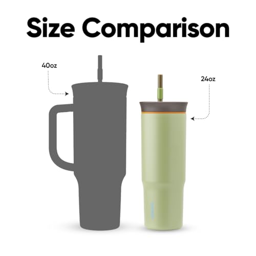 Image of Owala Tumbler Stainless Steel Water Bottle 24 oz Brave Adventures | 2-in-1 Sip-or-Swig Lid | Splash-Resistant Lid | Reusable Straw | Cup Holder Friendly | Right & Left Hand Friendly
