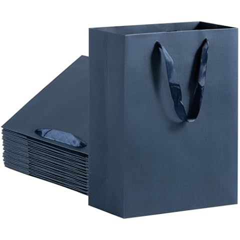Dasofine 25pcs Navy Blue Gift Bags, Large Gift Bags 10" x 5" x 13", Thick Kraft Paper Favor Bags, Gift Bags with Handles for Party, Wedding, Baby Shower Cover