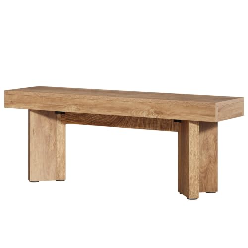 Image of Softa Entryway Bench, Kitchen Table Seating with Thickened Seat and Sturdy Triangular Base, Farmhouse Dining Bench for Dining Room, Hallway or Bedroom