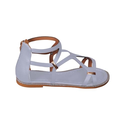 ZTFYKLIN Sandalias Con Cuña Mujer Planas Informales De Verano Para Novia (Grey, 39) Caminar Trekking Atadas Al Tobillo Comodas Chica 38 Pie Cavo Talla 35 Espardeñas Fucsia Vestir Alpargatas