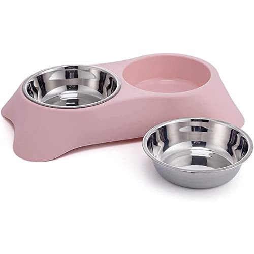 QWR Stainless Steel Dog Bowls | Double Cat Bowl for Dry and 