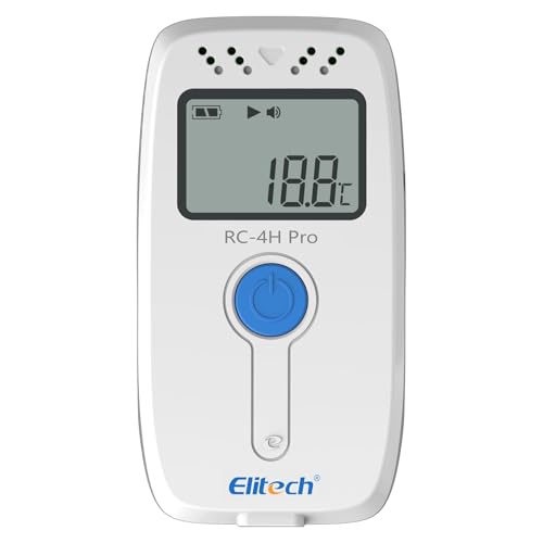 Elitech USB Temperature and Humidity Data Logger RC-4H Upgraded, Refrigerator Thermometer, Food Storage Monitor, Cold Chain Recorder with 64,000 Data Points, Auto PDF/CSV Export