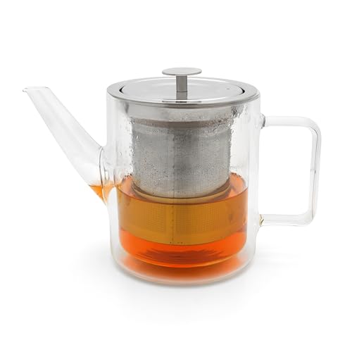 Bredemeijer - Théière double paroi San Remo - 1 litre - Verre - Avec filtre en acier inoxydable