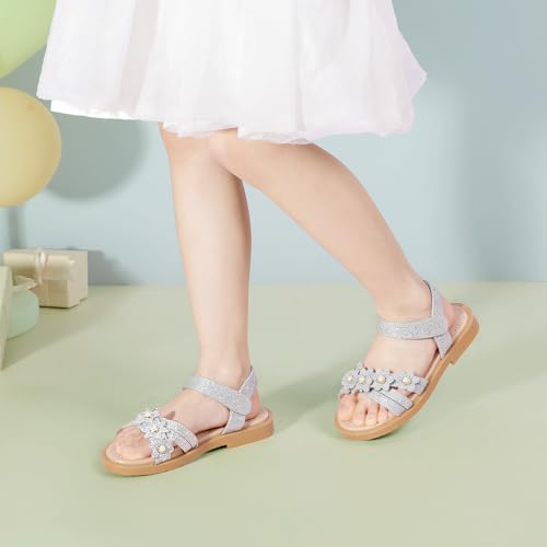 Image of PANDNAINJIA Girls Sandals Open Toe Toddler Kids Dress Summer Shoes | Open Toe Girl Sandals, Hook and Loop, Comfortable Insole, Classic Style, Flower Girl Wedding Party Daily Shoes