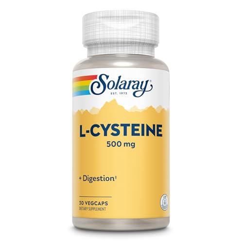 Image of SOLARAY L-Cysteine 500 mg, Digestion, Hair, Skin and Nails Support Supplement, Master Antioxidant, Lab Verified, 30 Servings, 30 VegCap