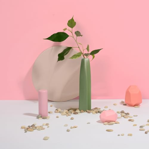 Jarrón de cerámica verde con base estable para arreglos florales 6