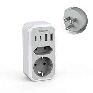 TESSAN 6-in-1 Reiseadapter USA Deutschland Stecker